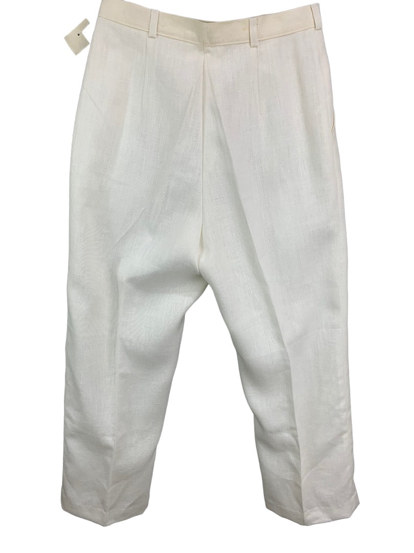 Size 10 Designs by Derek Martin Linen Blend Lined Dress Pants Ivory Y2K Women's