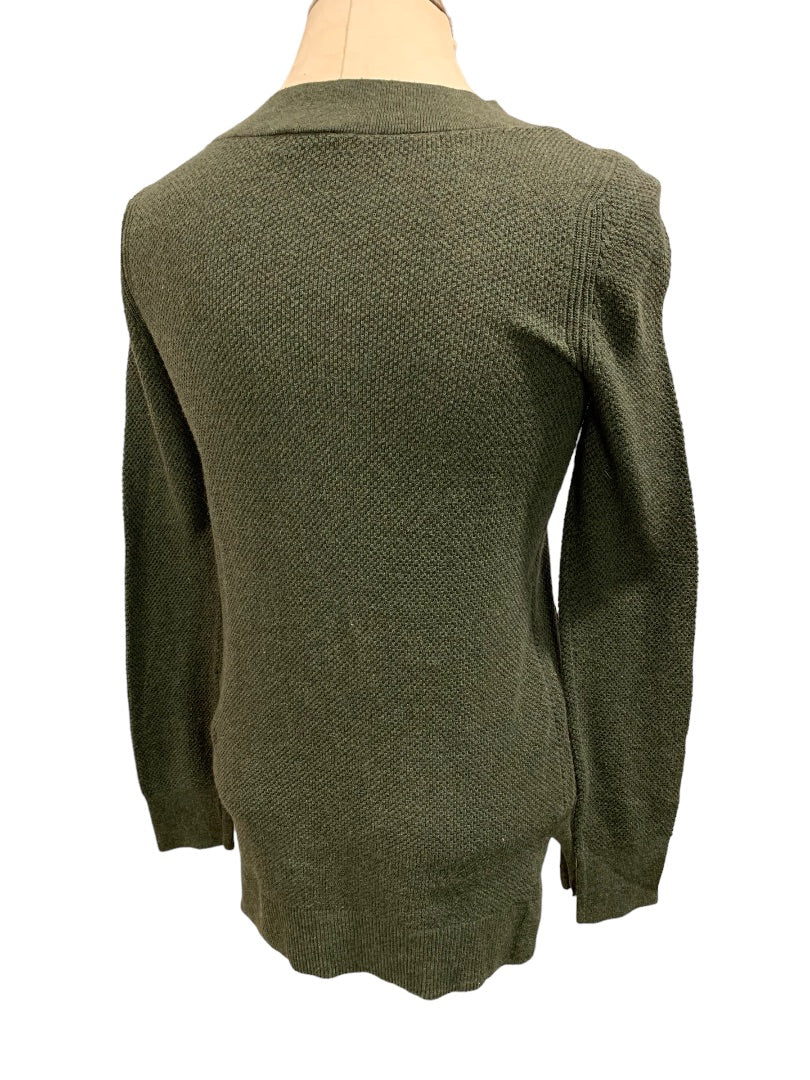 XS Gap Dark Green Women's V-Neck Sweater Long Sleeve Textured