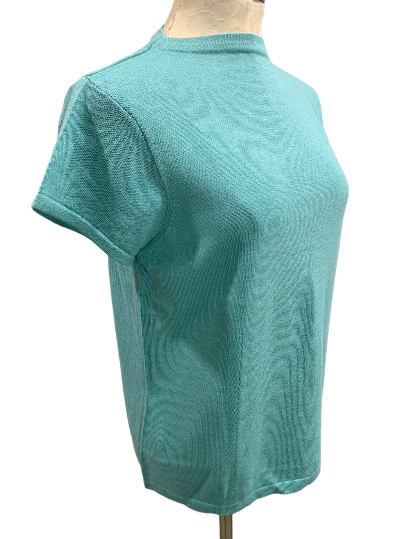 XL Izod Women's New Classics Turquoise Short Sleeve Sweater 1990s