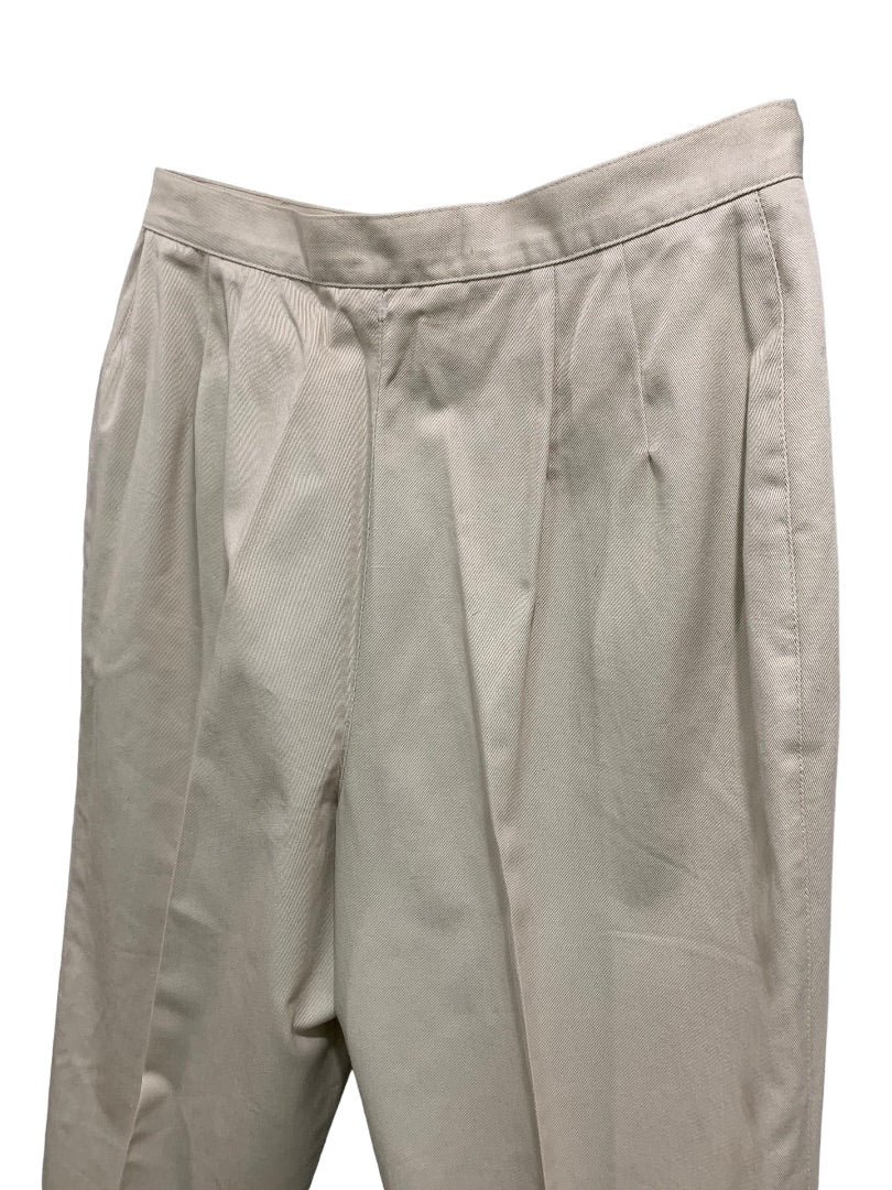Size 14 Lizsport Women's Tan Chino Style Cotton Pants 1990s Vintage