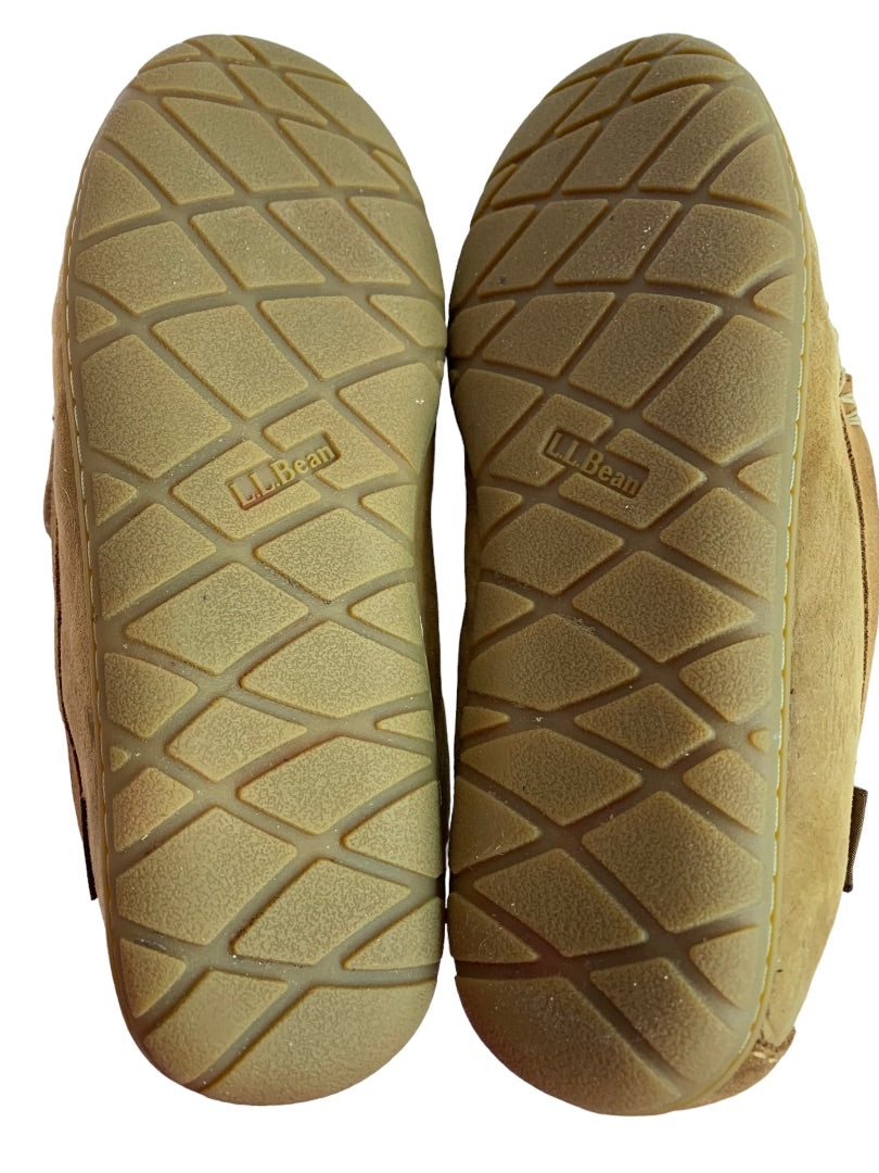 Size 10M L.L.Bean Men's Sheep Fur Moccasin Slippers Rubber Sole 295508 Wicked Good
