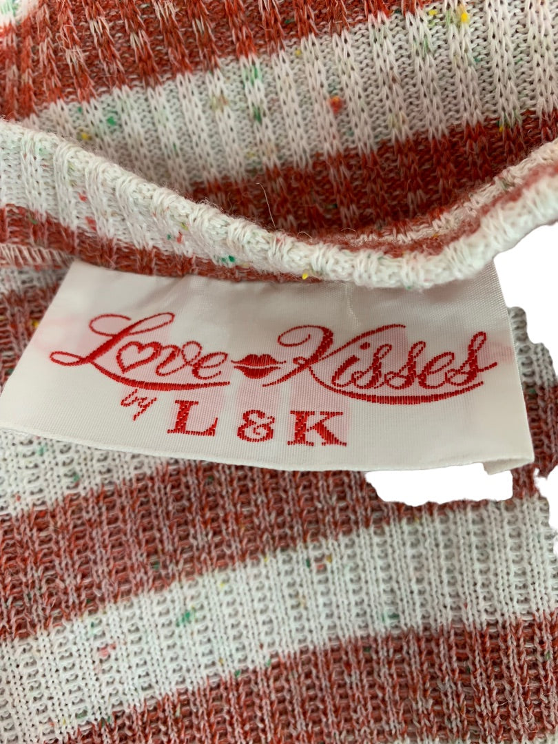 Small Love Kisses Women's Vintage Red Stripe Sweater Sleeveless Vintage 1980s