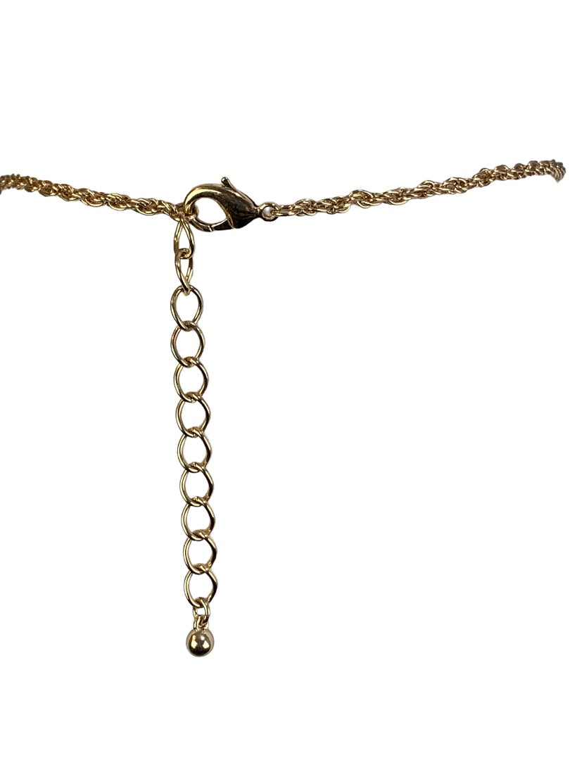 Goldtone Pendant 35" Necklace Amber Brown Tassel Pendant