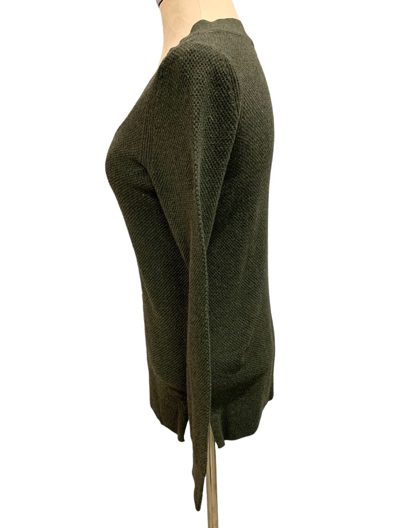 XS Gap Dark Green Women's V-Neck Sweater Long Sleeve Textured