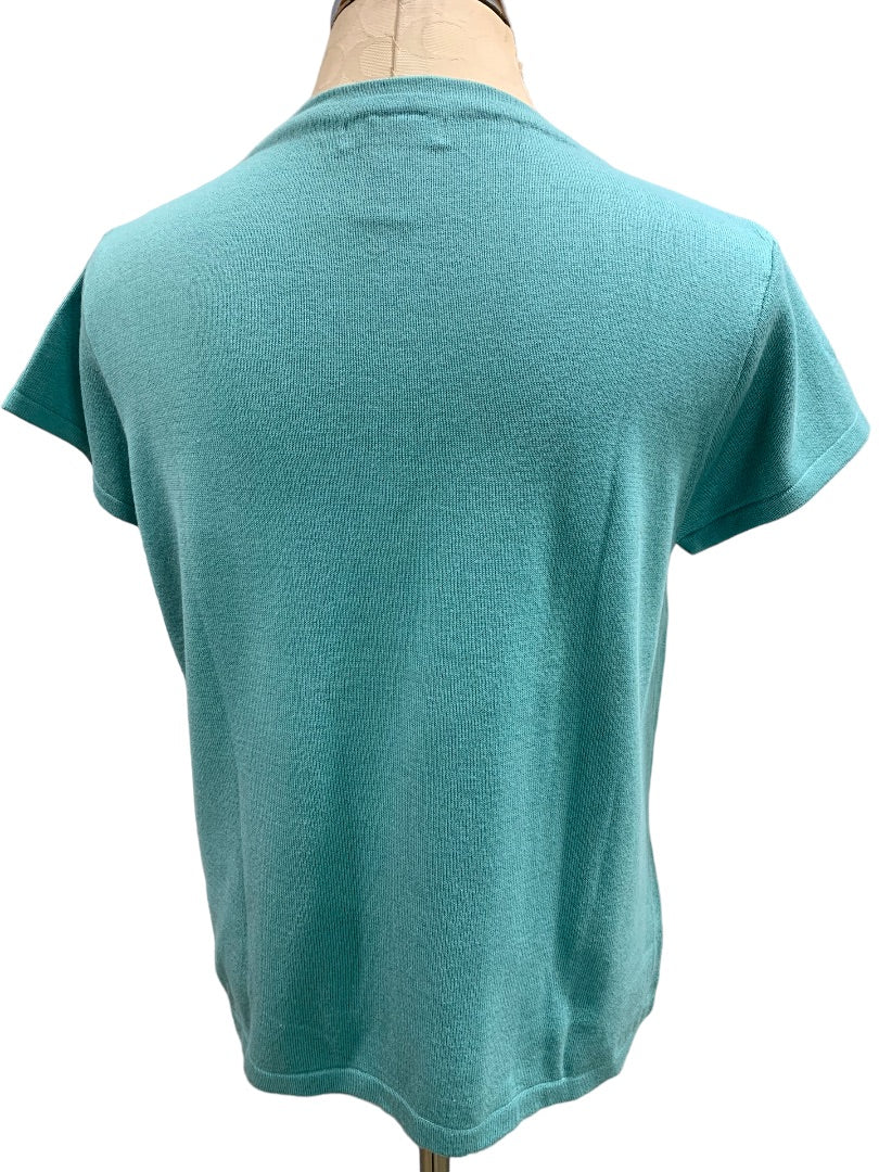 XL Izod Women's New Classics Turquoise Short Sleeve Sweater 1990s