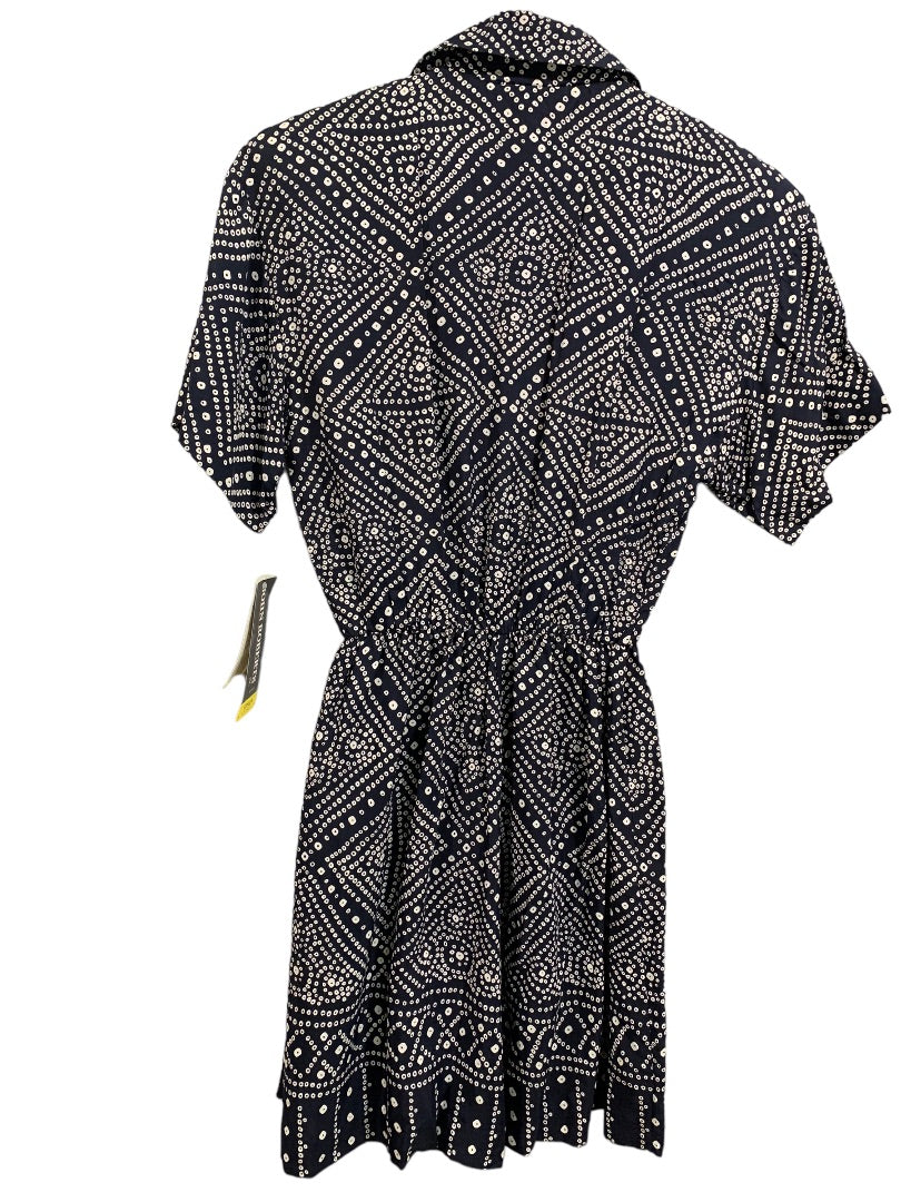 Size 6 John Roberts New Navy Blue Dot Wrap Dress 1980s Vintage