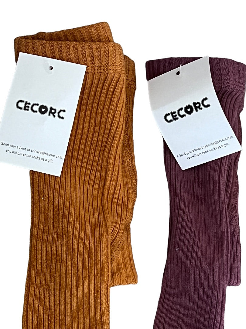 New Cerorc Toddler Tights Plum and Mustard Ribbed 1T/2T