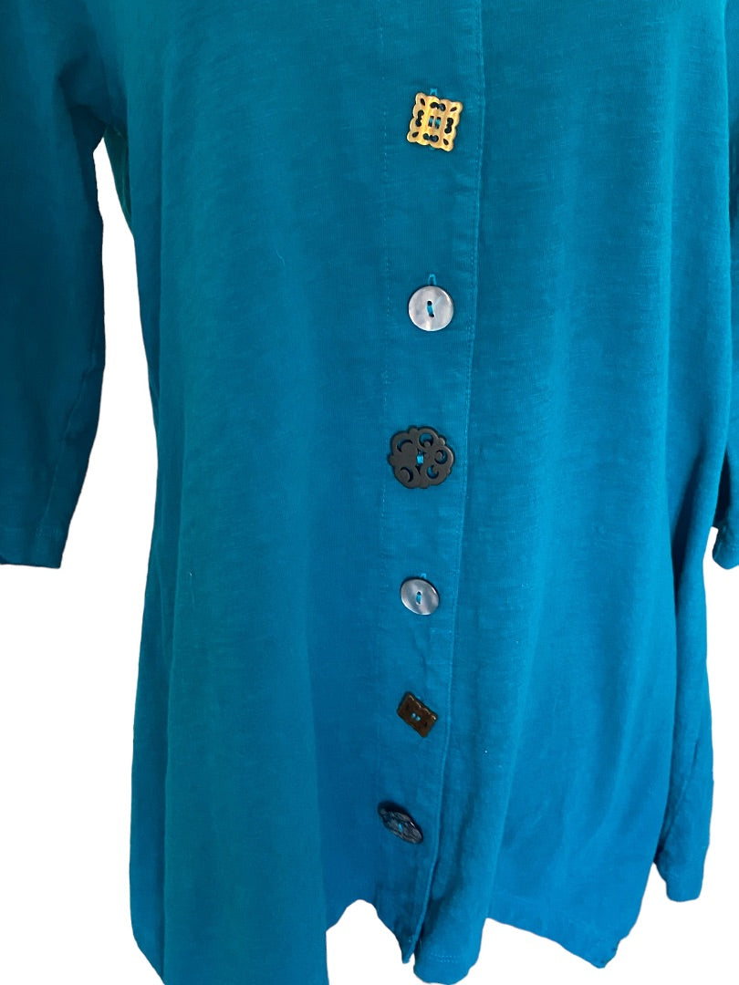 Medium Soft Surroundings Teal Boho Look Danielle Top Tunic Blouse