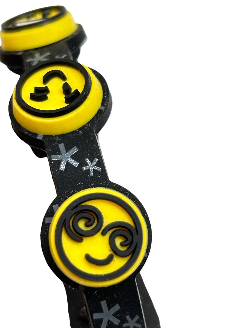 Emoji Bracelet 8" Rubber Black Yellow Snap Closure
