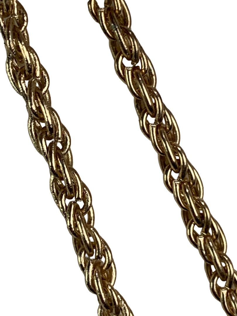 Goldtone Pendant 35" Necklace Amber Brown Tassel Pendant