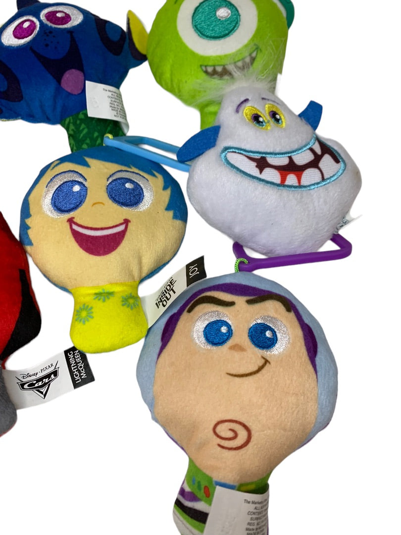 Lot of 7 Plush Bag Clips Assorted Toy Story Inside Out Cars Dory