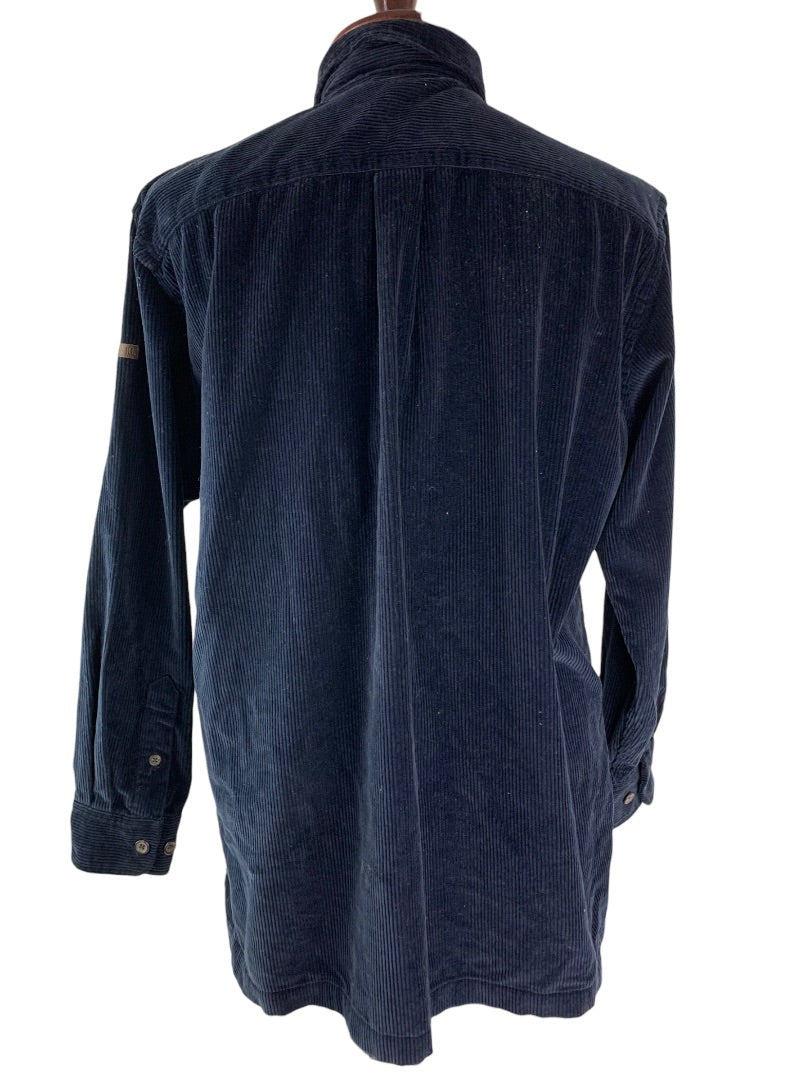 Medium Lauren Ralph Lauren Women's Navy Blue Vintage Y2K Full Zip Corduroy Jacket