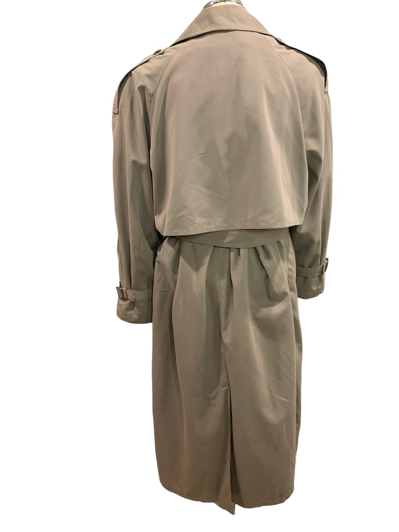 XL Petite Jones New York 1990s Women's Brown Belted Trench Overcoat Zip Out Lining Vintage
