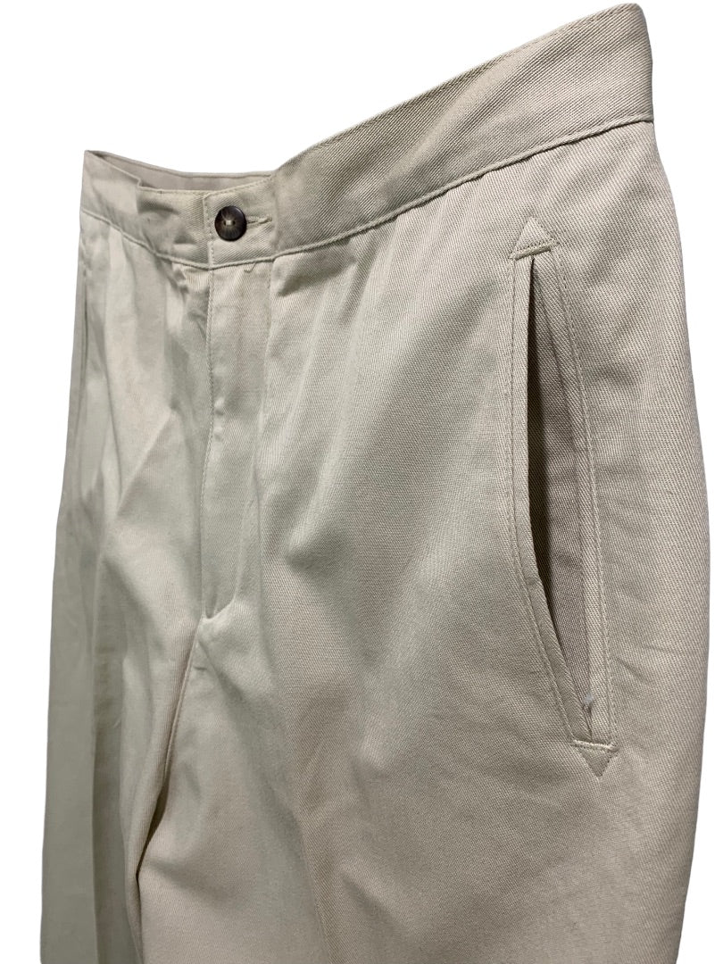 Size 14 Lizsport Women's Tan Chino Style Cotton Pants 1990s Vintage