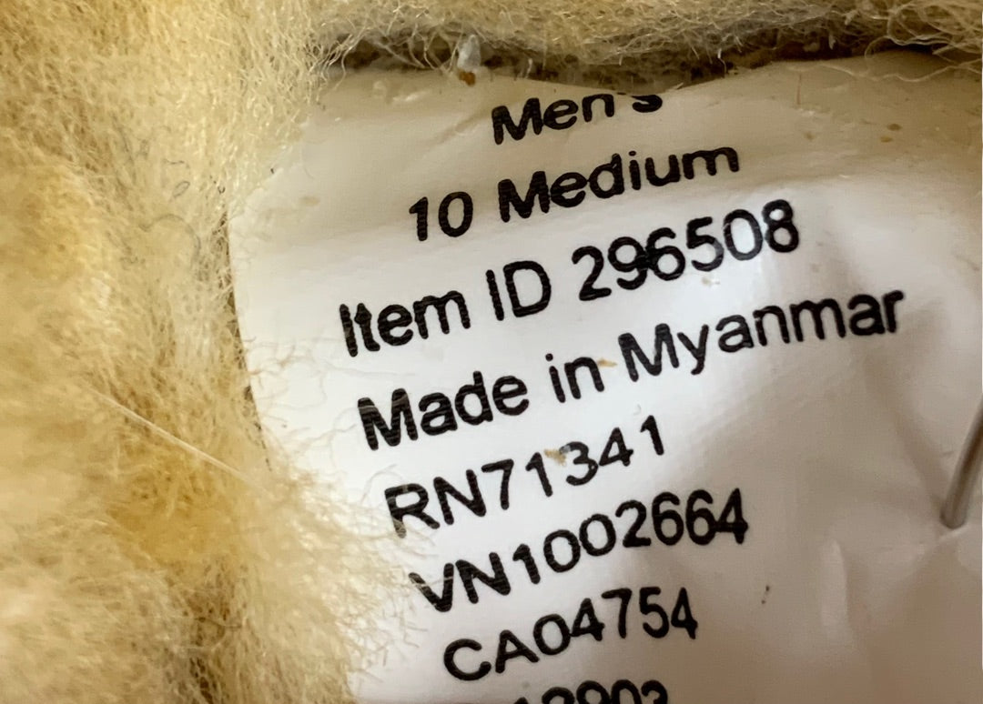 Size 10M L.L.Bean Men's Sheep Fur Moccasin Slippers Rubber Sole 295508 Wicked Good