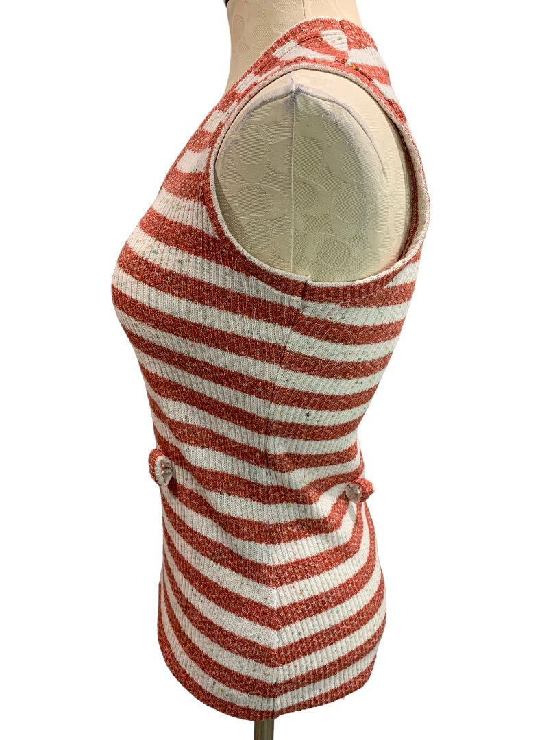 Small Love Kisses Women's Vintage Red Stripe Sweater Sleeveless Vintage 1980s