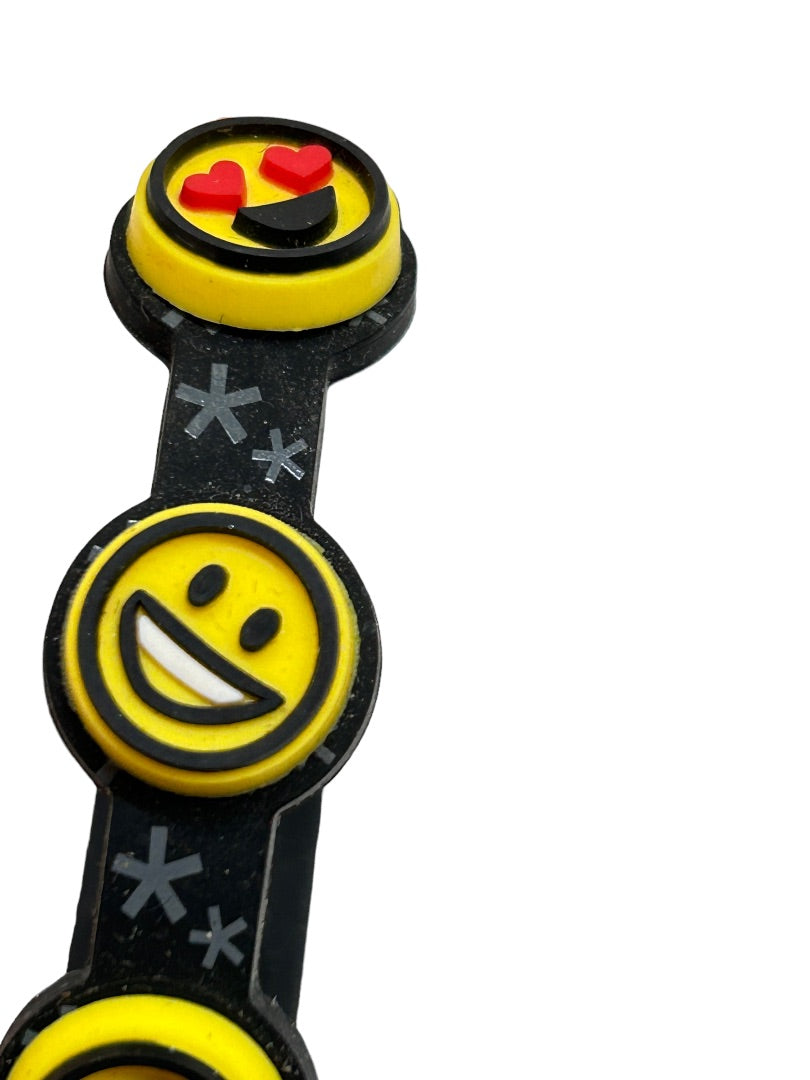 Emoji Bracelet 8" Rubber Black Yellow Snap Closure