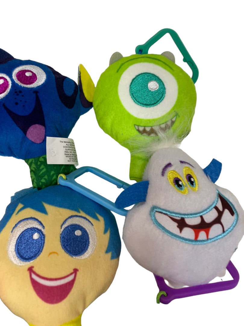 Lot of 7 Plush Bag Clips Assorted Toy Story Inside Out Cars Dory
