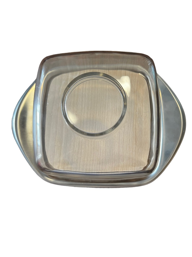 WMF Cromargan Germany Cheese Tray W Glass Dome Stainless SquaremCutting Board