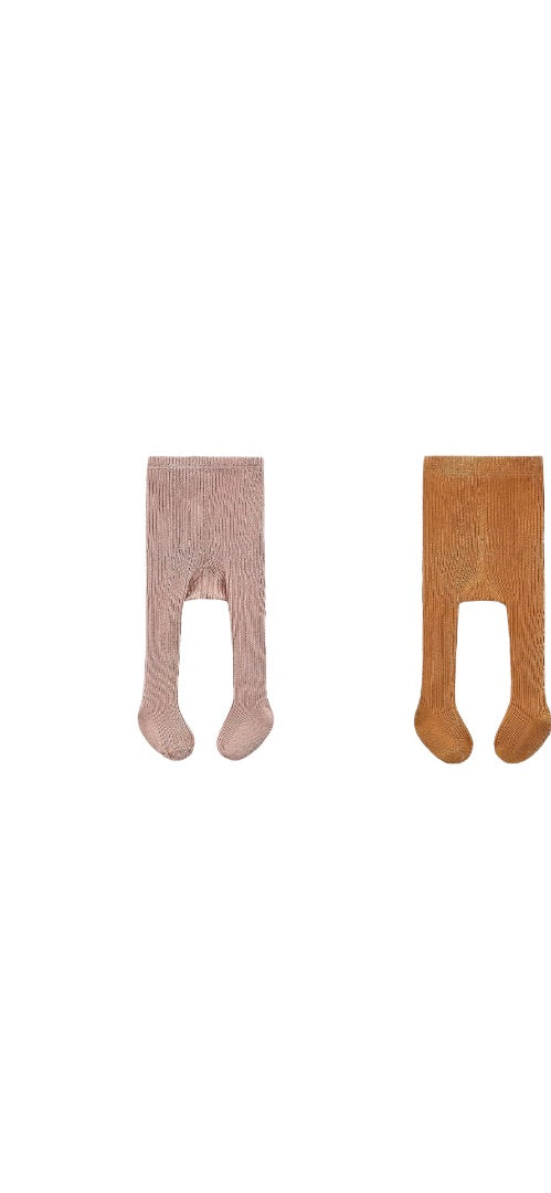 New Cerorc Toddler Tights Plum and Mustard Ribbed 1T/2T