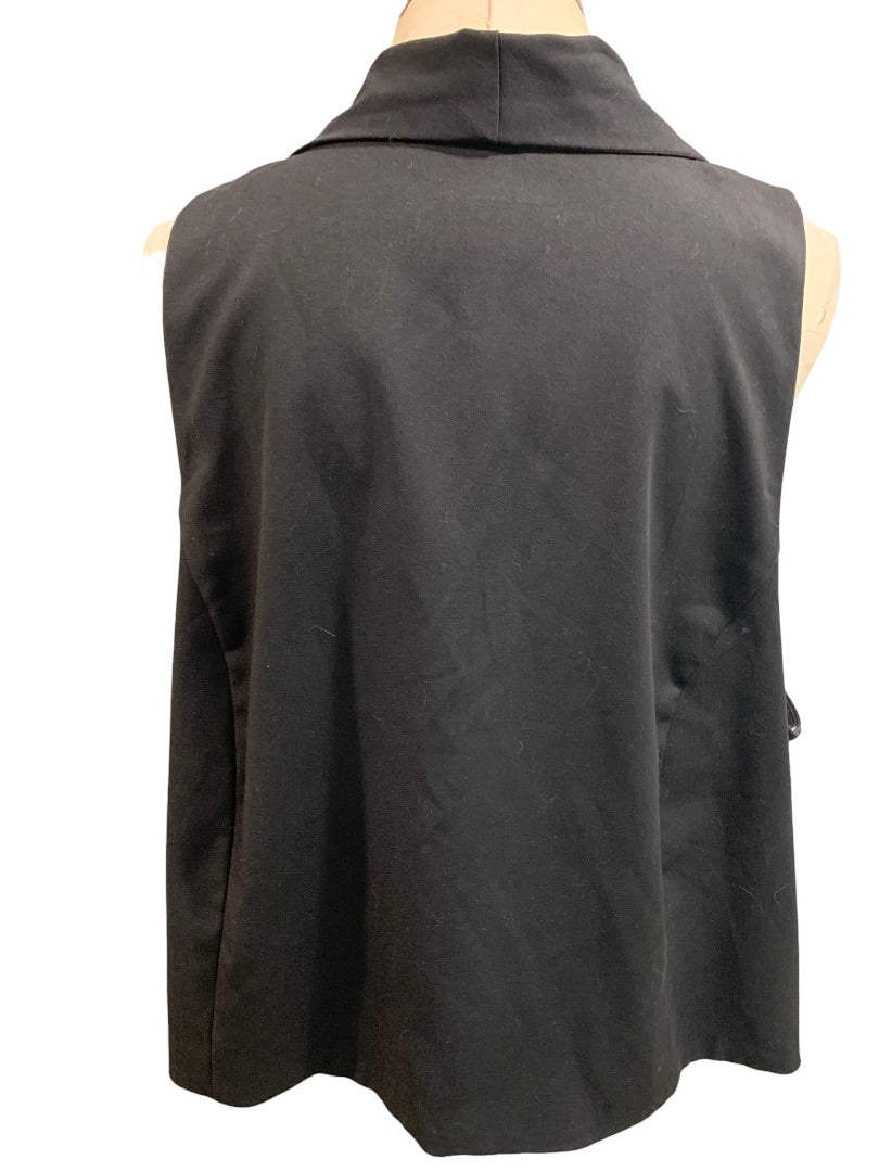3X Dots Junior Women's Black Waterfall Neckline Vest Sleeveless Open