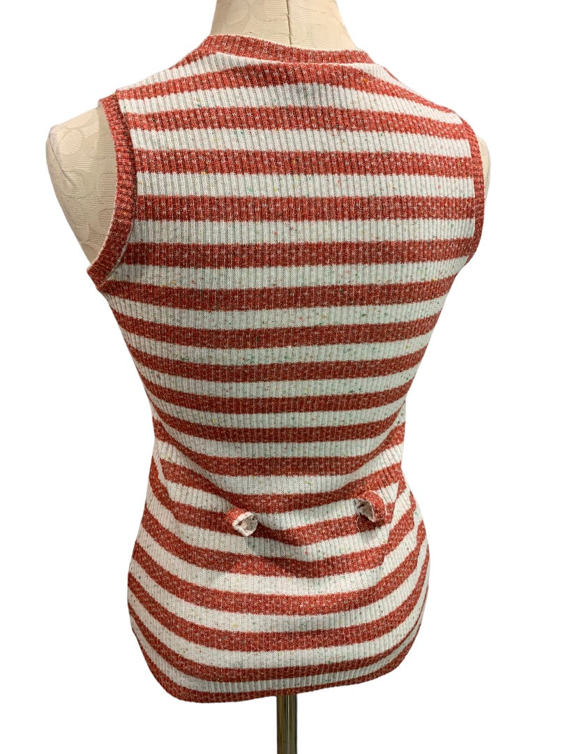 Small Love Kisses Women's Vintage Red Stripe Sweater Sleeveless Vintage 1980s