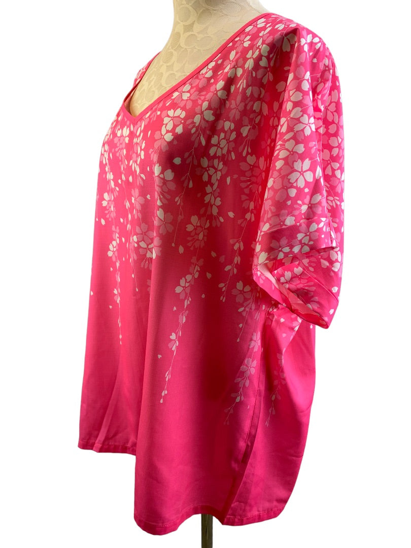 XXL Just Fashion Now Women's New Pink White Pullover Blouse V-Neck