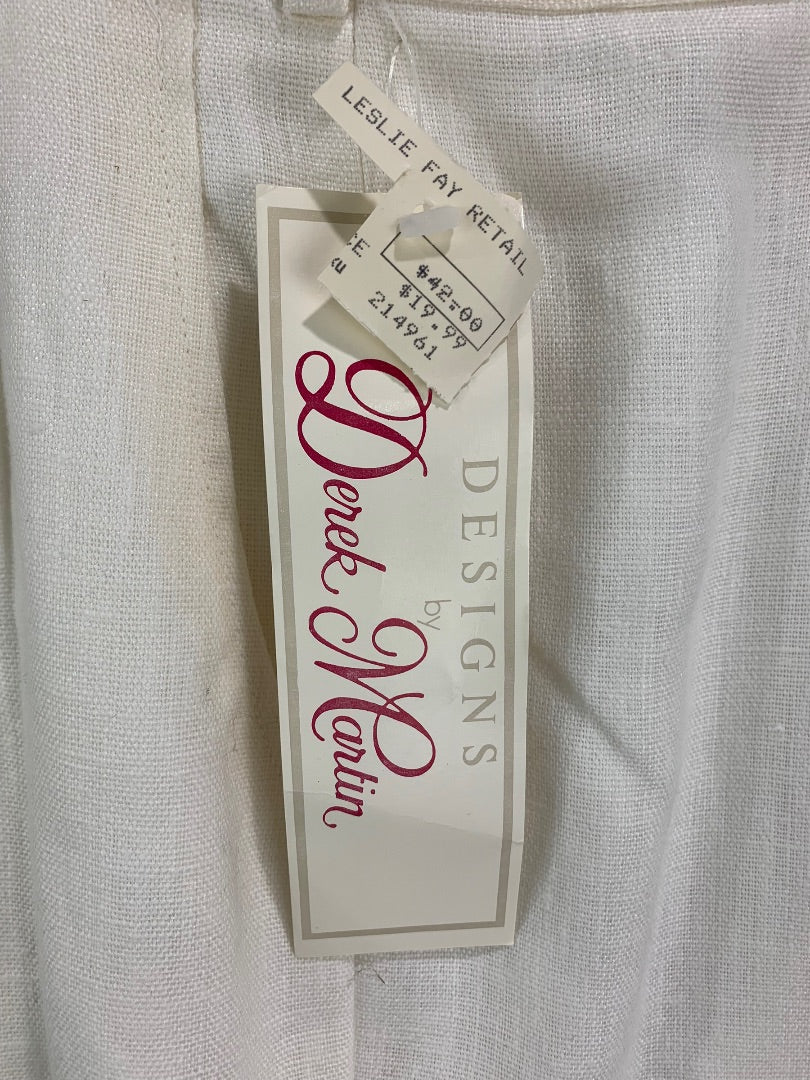 Size 10 Designs by Derek Martin Linen Blend Lined Dress Pants Ivory Y2K Women's