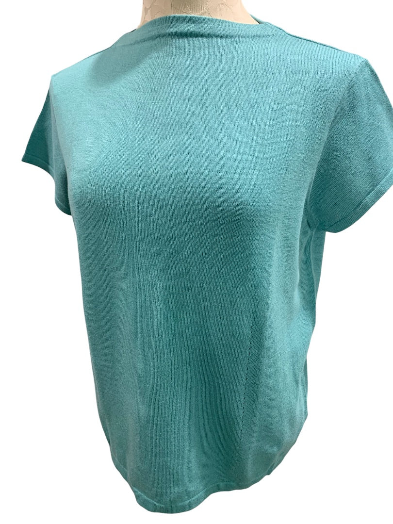 XL Izod Women's New Classics Turquoise Short Sleeve Sweater 1990s