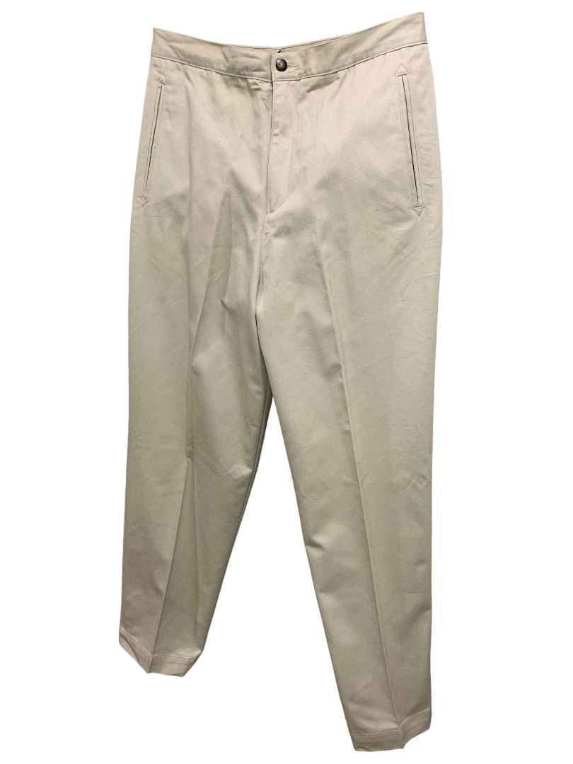 Size 14 Lizsport Women's Tan Chino Style Cotton Pants 1990s Vintage