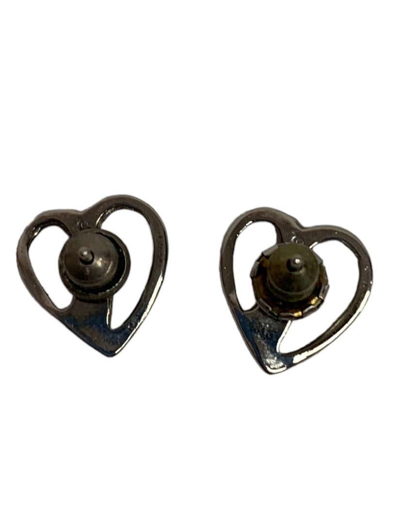 Silvertone Heart Post Pierced Earrings .5 Inch Delicate