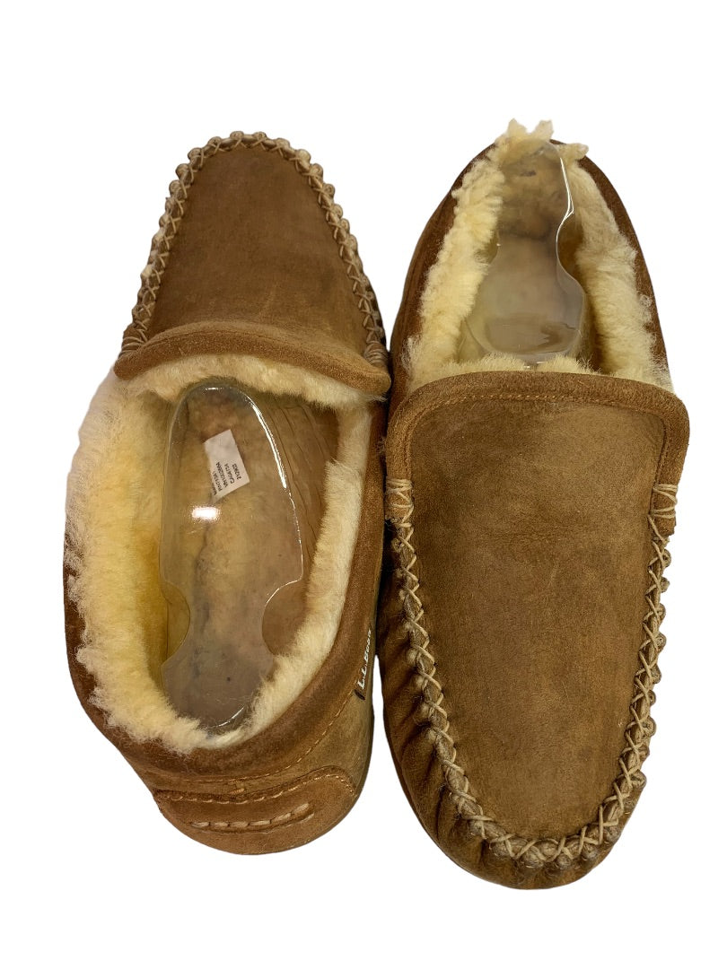 Size 10M L.L.Bean Men's Sheep Fur Moccasin Slippers Rubber Sole 295508 Wicked Good
