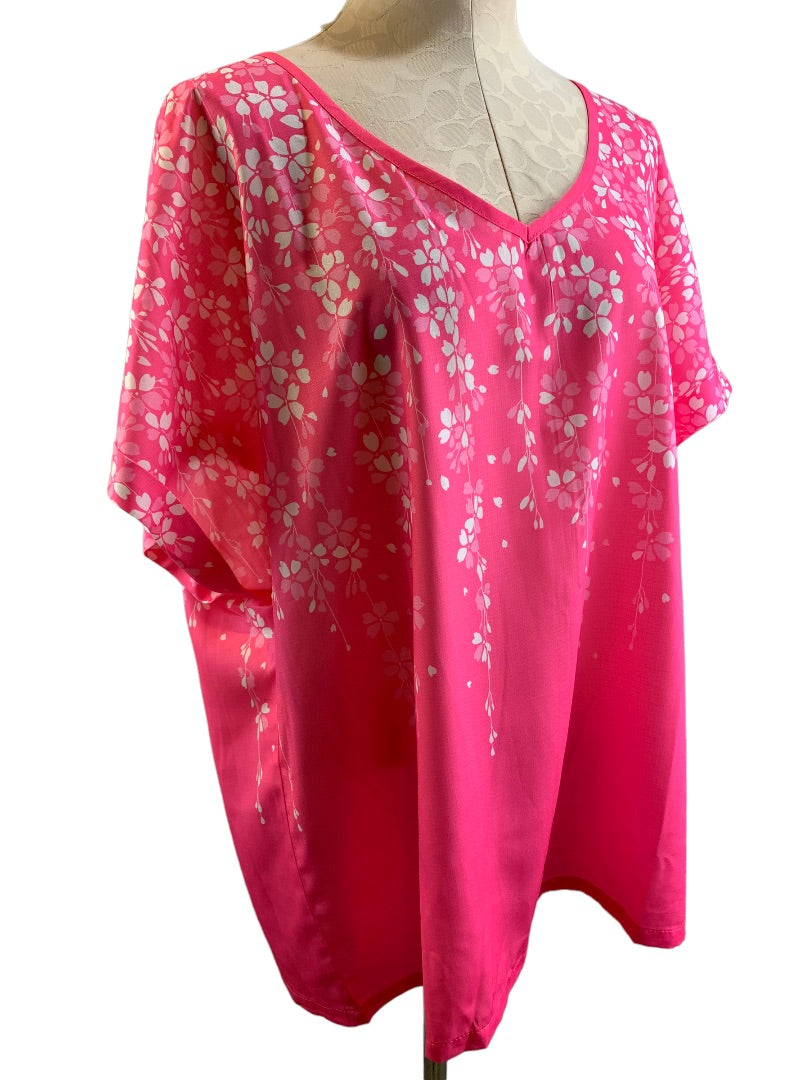 XXL Just Fashion Now Women's New Pink White Pullover Blouse V-Neck