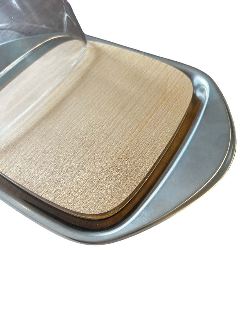WMF Cromargan Germany Cheese Tray W Glass Dome Stainless SquaremCutting Board