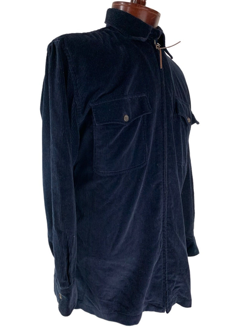 Medium Lauren Ralph Lauren Women's Navy Blue Vintage Y2K Full Zip Corduroy Jacket