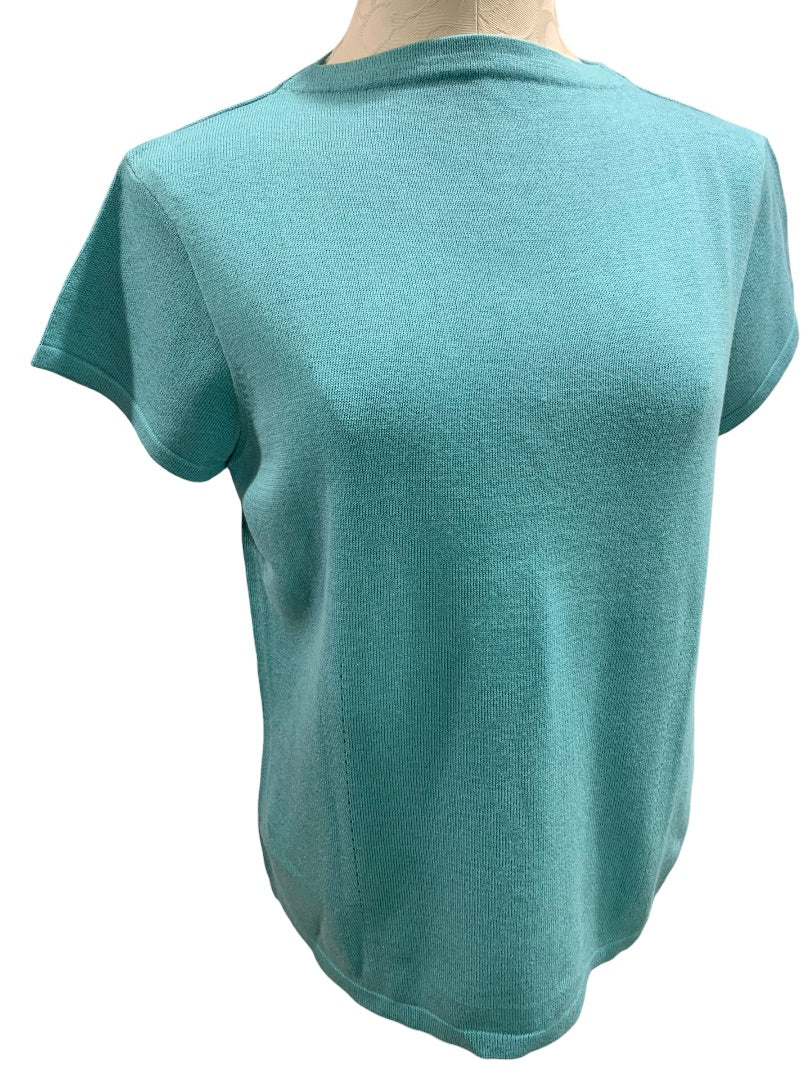 XL Izod Women's New Classics Turquoise Short Sleeve Sweater 1990s