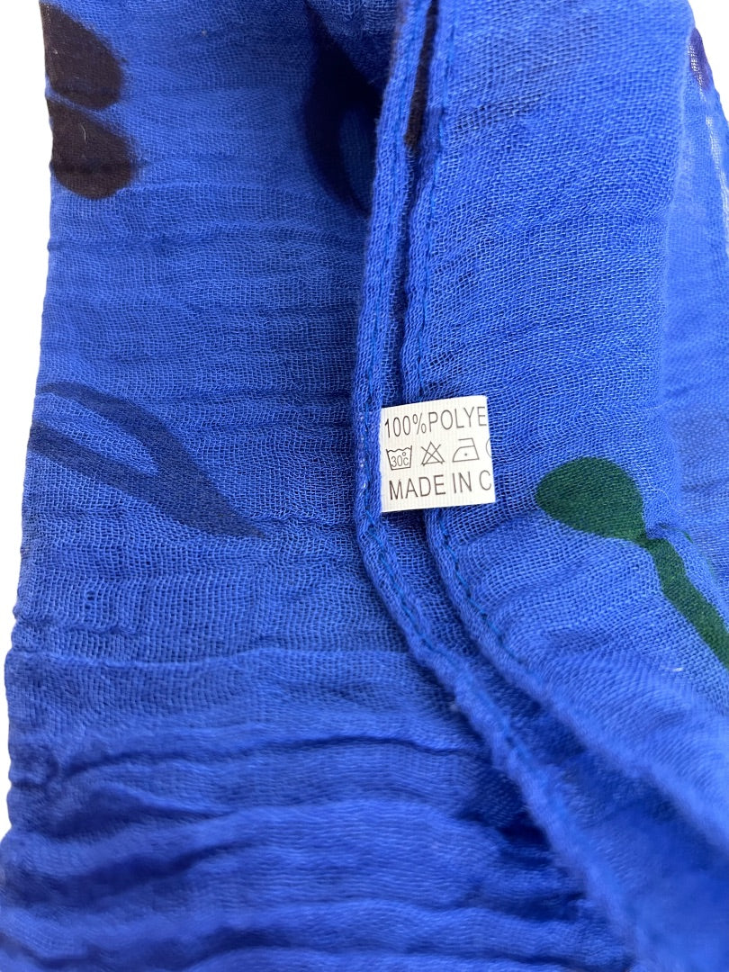 Lightweight Gauzy Scarf Blue Music Notes Print 14" x 68"