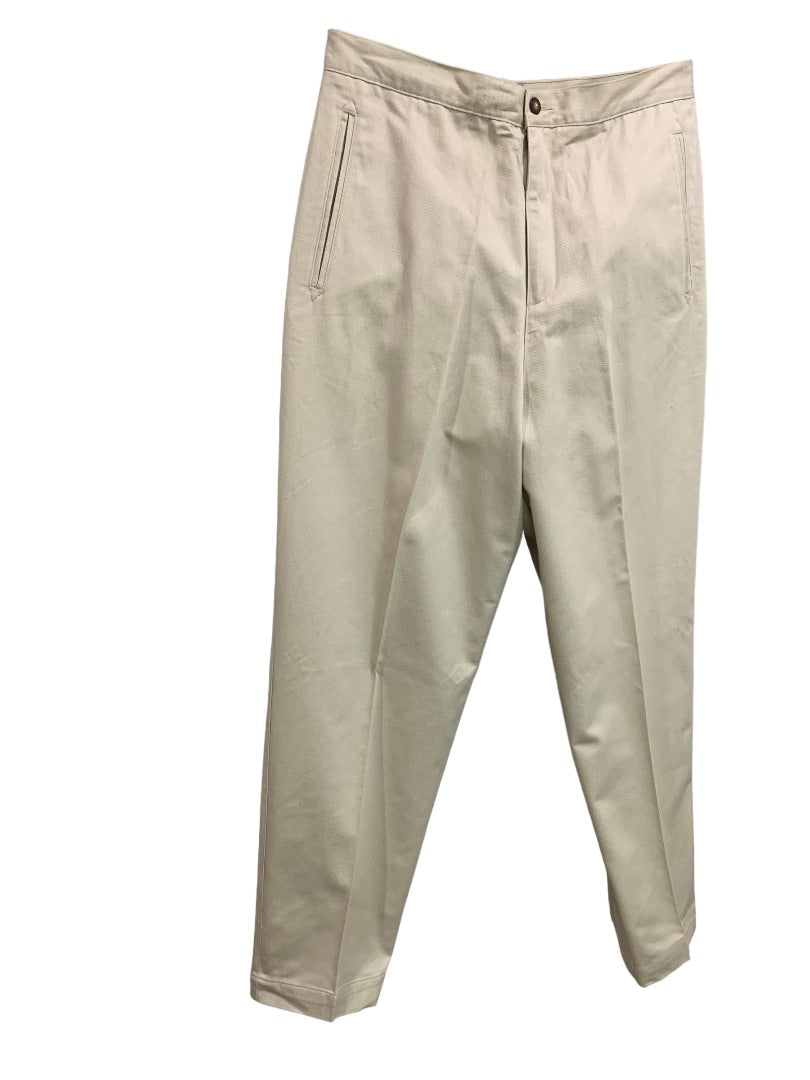 Size 14 Lizsport Women's Tan Chino Style Cotton Pants 1990s Vintage