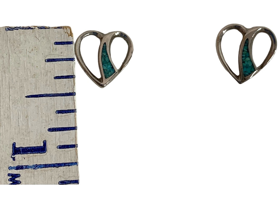 Silvertone Heart Post Pierced Earrings .5 Inch Delicate