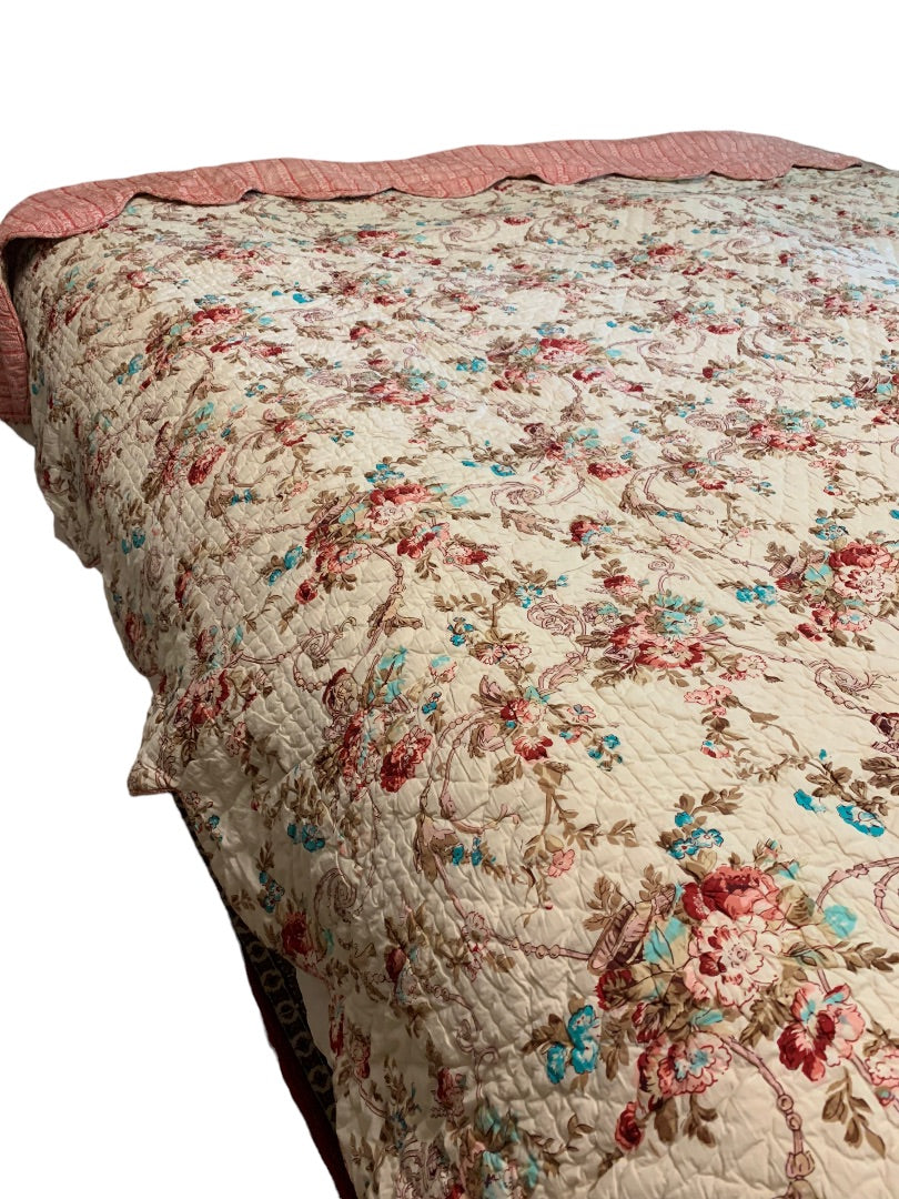ABC Carpet & Home Brand 96" x 104" King Size 100% Cotton Quilt Floral