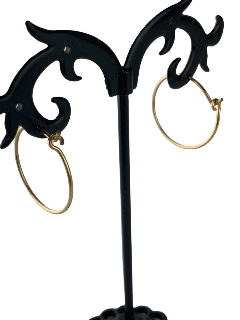 Delicate Goldtone .75" Diameter Hoop Pierced Earrings