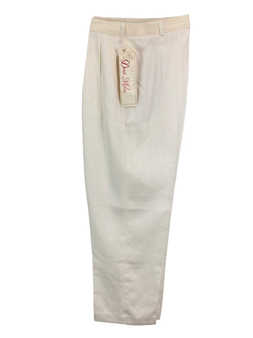 Size 10 Designs by Derek Martin Linen Blend Lined Dress Pants Ivory Y2K Women's