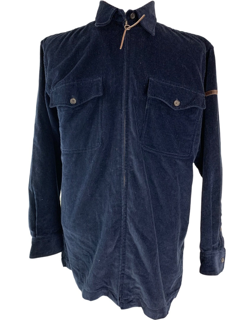 Medium Lauren Ralph Lauren Women's Navy Blue Vintage Y2K Full Zip Corduroy Jacket