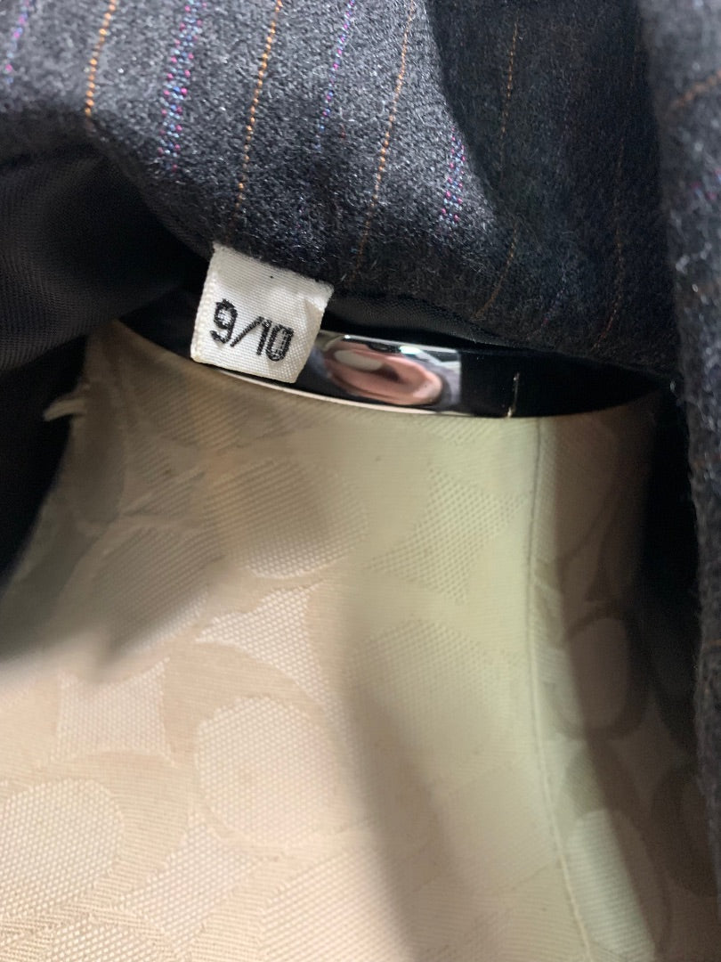 9/10 Dillon Women's Gray Pinstripe Wool Single Button Blazer 1990s Vintage