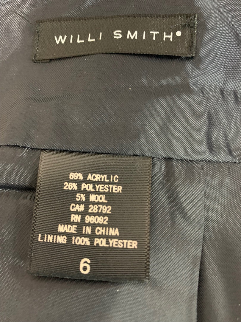 Size 6 Willi Smith Tweed Mini Skirt Pencil Straight Wool Blend Checked Lined