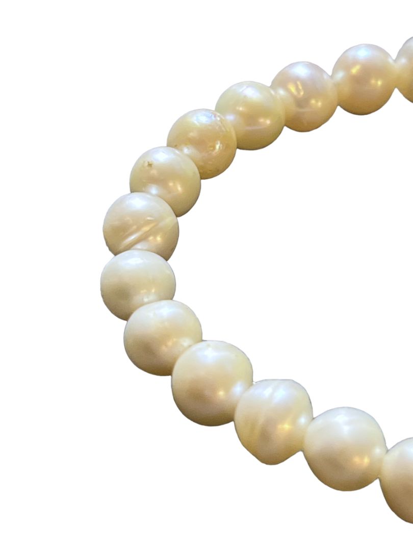 Real Baroque White Pearl Elasticated Stretch Bracelet Vintage
