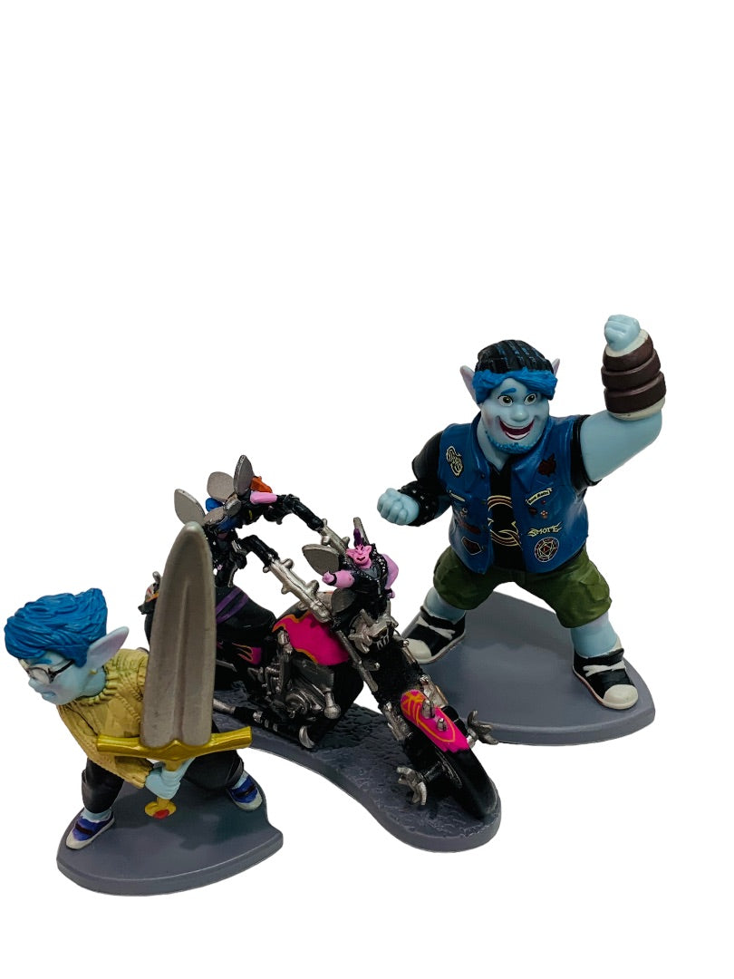 Disney Onward Spirits 3 Cake Topper Motorcycle Barley Laurel Lightfoot Figurines
