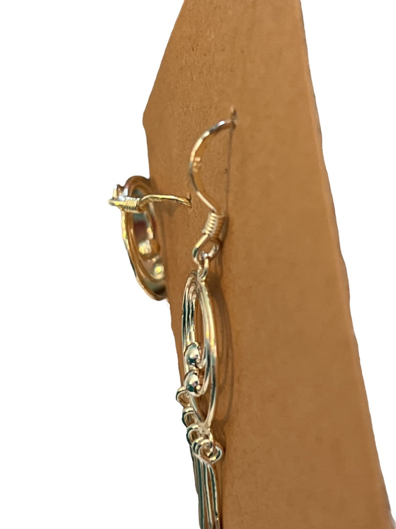 Sterling Triple Loop Chandelier Dangle Earrings Pierced