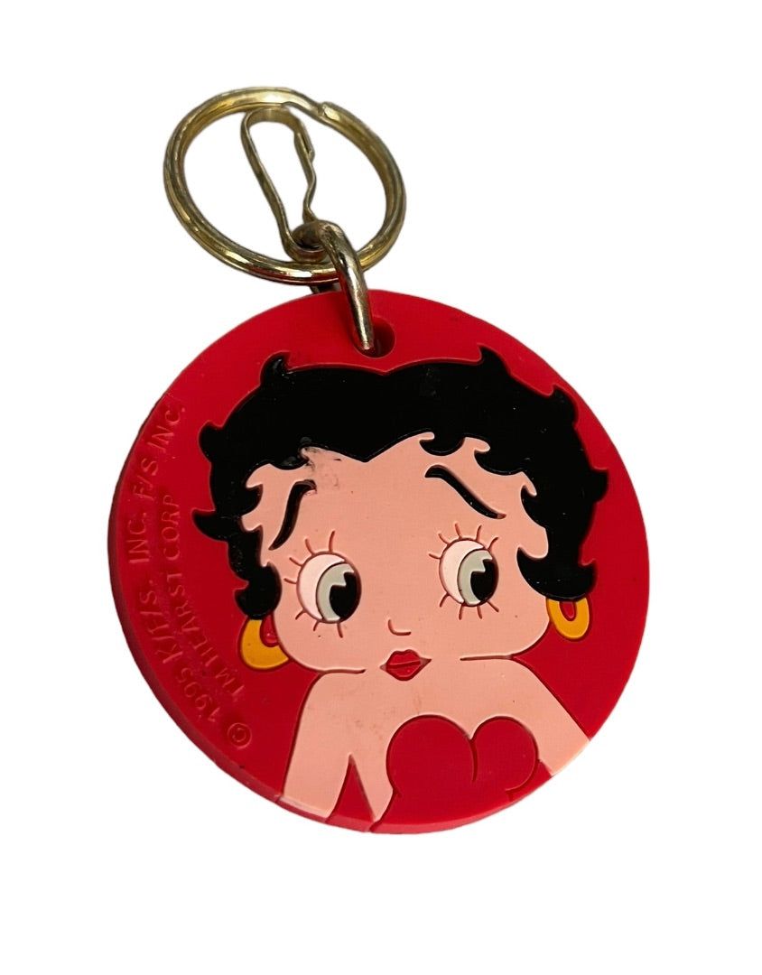 Betty Boop 1995 Hearst Corp Red Keychain Rubber Disk 2.5" Diameter
