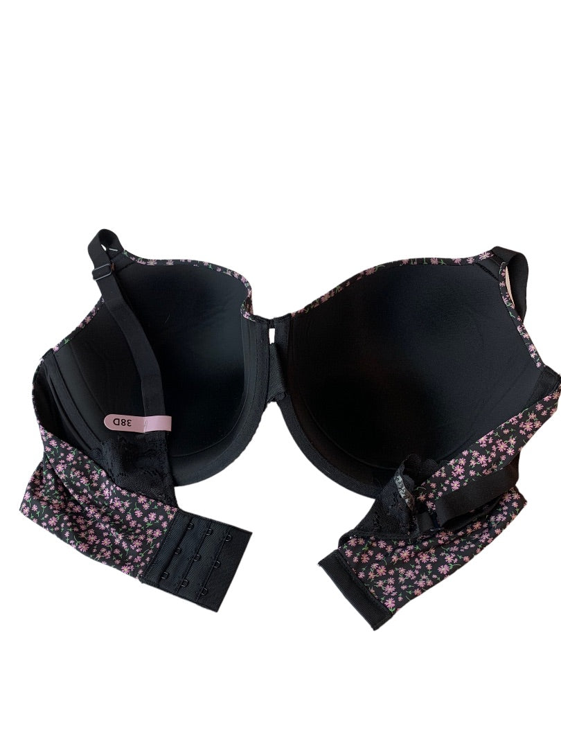 38D Maidenform DM7549 Underwire Bra Full Coverage Fab Fit 2.0 Navy Blue Floral